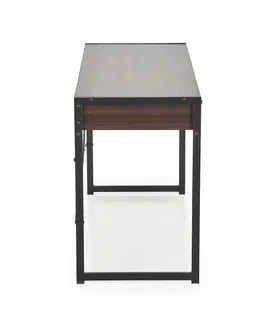 Písacie a pracovné stoly HALMAR B-46 písací stôl so zásuvkami orech / čierna