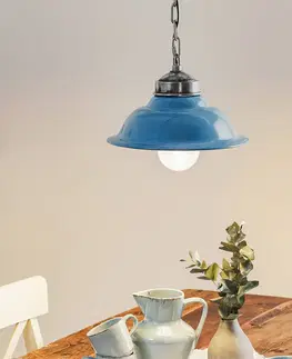Závesné svietidlá K.S. Verlichting Modré retro závesné svetlo Porto Fino