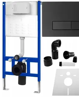 Kúpeľňa REA - Podomietkový WC systém + tlačidlá - H čierny KPL-90006