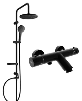 Sprchy a sprchové panely MEXEN/S - Erik sprchový stĺp vrátane vaňovej termostatickej batérie Kai, čierna 77300205-70