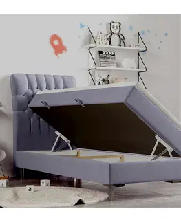 Postele Boxspringová posteľ, jednolôžko, sivá, 90x200, ľavá, BARY