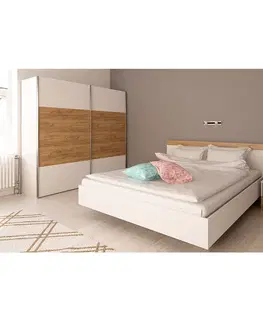 Spálňové zostavy Spálňový komplet (posteľ 160x200 cm), biela/dub artisan, GABRIELA NEW