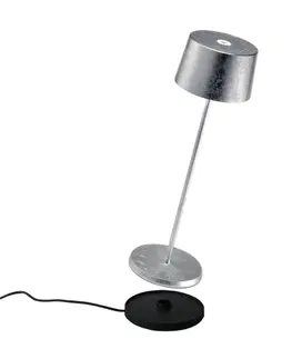Stolové lampy Zafferano Zafferano Olivia 3K dobíjacia stolová lampa strieborná