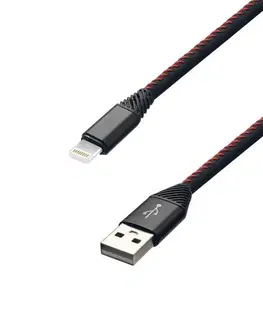 USB káble MobilNET Dátový a nabíjací kábel TPU USBLightning, 2A, 2m, čierny KAB-0185-USB-LIGHT