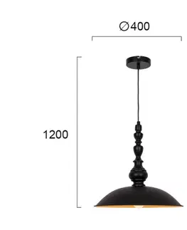 Závesné svietidlá Viokef Závesná lampa Colin, čierna, Ø 40 cm