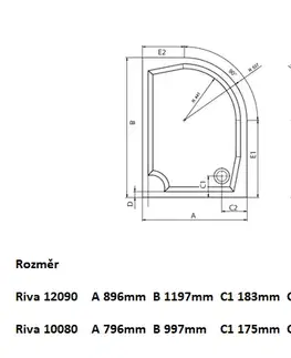 Vane GELCO - RIVA sprchová vanička z liateho mramoru, štvrťkruh 100x80cm, pravý GR10080R