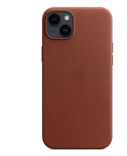Puzdrá na mobilné telefóny Kožený zadný kryt pre Apple iPhone 14 Plus s MagSafe, tehlovo hnedá MPPD3ZMA