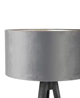 Stojace lampy Stojacia lampa statív čierny so sivým tienidlom 50 cm - Tripod Classic