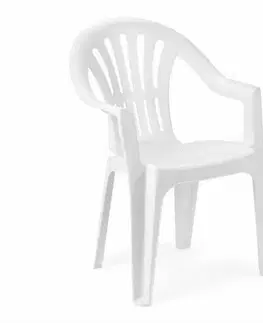 Záhradné stoličky a kreslá Kinekus Plastové kreslo KONA, biele