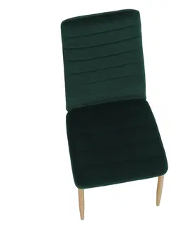 Jedálenské stoličky KONDELA Coleta Nova jedálenská stolička smaragdová (Velvet) / dub