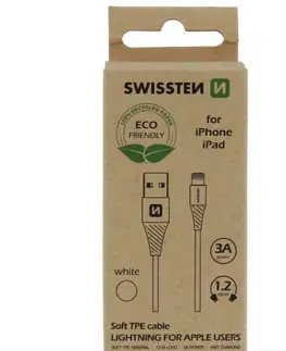 USB káble Swissten Data Cable Textile USB  Lightning 1,2 m, biely 71502301ECO