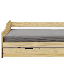 Postele KONDELA Laura New drevená jednolôžková posteľ s prístelkou prírodná