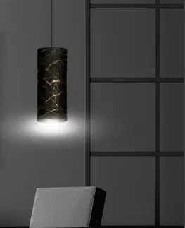 Závesné svietidlá EMIBIG LIGHTING Závesná lampa Joni, textil, 1pl čierna-mramorovaná
