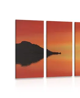 Obrazy prírody a krajiny 5-dielny obraz oranžová plachetnica