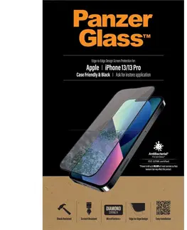 Tvrdené sklá pre mobilné telefóny Ochranné temperované sklo PanzerGlass Case Friendly pre Apple iPhone 13/13 Pro, čierne PRO2745