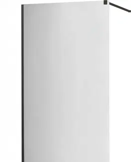 Sprchové dvere MEXEN/S - KIOTO Sprchová zástena WALK-IN 130x200 cm 8 mm, čierna, zrkadlové sklo 800-130-101-70-50