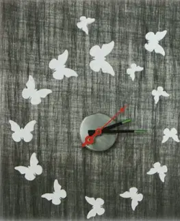 Hodiny Nalepovacie nástenné hodiny, Motýle, 50cm