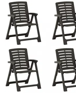 Záhradné kreslá a stoličky Skladacia záhradná stolička 4 ks plast Dekorhome Biela