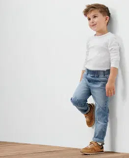 Pants Detské navliekacie džínsové nohavice, s výšivkou domčeka