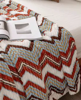 Deky Obojstranná baránková deka, biela, farebný vzor, 200x220, ANATH