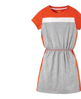 Dresses Džersejové šaty, kombinácia sivej s melírom a oranžovej
