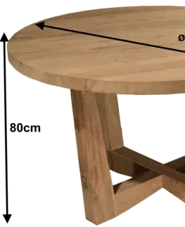 Stolčeky Záhradný masívny teakový stôl FLORES RECYCLE ø130cm
