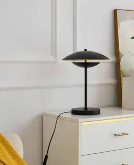 Stolové lampy Lindby Lindby Tiama stolová LED lampa kov čierna zlatá