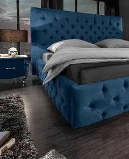Postele LuxD Dizajnová posteľ Laney 180x200 cm tmavomodrý zamat