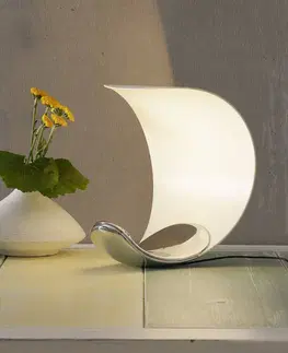 Stolové lampy Luceplan Dizajnová stolová lampa Curl biela/zrkadlová