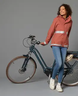 bundy a vesty Dámska hrejivá cyklistická bunda 540 viditeľná v tme tehlová