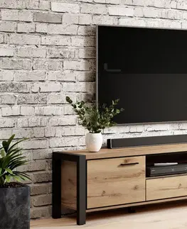 TV stolíky AKTUAL 40 dizajnový tv stolík dub Taurus/ čierna