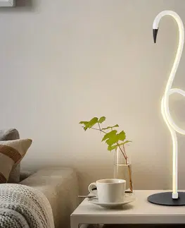 Stolové lampy Elstead Stolná LED lampa Flamingo, biela, kov, výška 50 cm