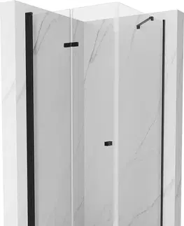 Sprchovacie kúty MEXEN/S - Lima kabína prysznicowa składana 90 x 90, transparent, czarna + brodzik Flat, biela 856-090-090-70-00-4010B