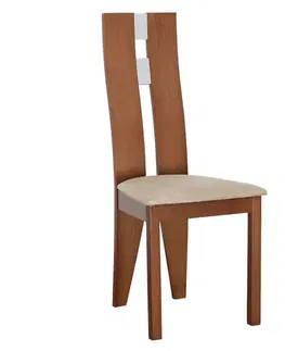 Stoličky Drevená stolička, čerešňa/látka béžová, BONA NEW