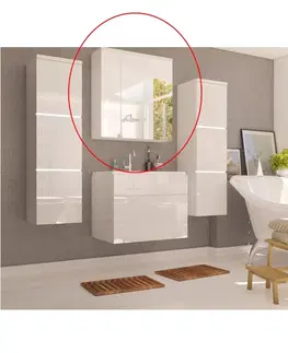 Kúpeľňový nábytok KONDELA Mason WH 14 kúpeľňová skrinka na stenu so zrkadlom biela
