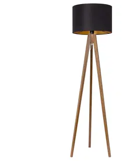 Lampy  Stojacia lampa ROLLER 1xE27/60W/230V dub čierna/zlatá 