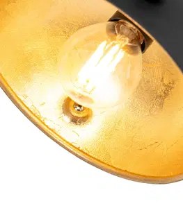 Kolajnicove svietidla Priemyselný 1-fázový koľajnicový reflektor čierny so zlatým vnútrom - Magnax