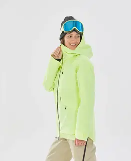 bundy a vesty Dámska lyžiarska bunda FR100 žltá fluorescenčná