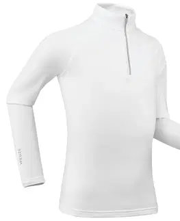 snowboard Detské lyžiarske spodné tričko BL 500 s 1/2 zipsom biele