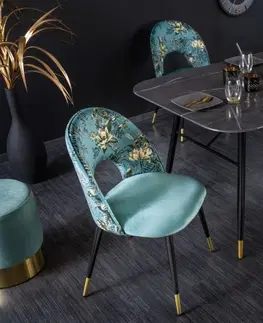 Stoličky - moderné LuxD 26343 Dizajnová jedálenská stolička Jalisa tyrkysový zamat