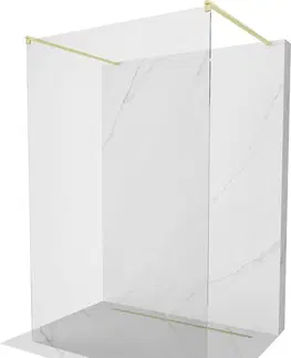 Sprchové dvere MEXEN/S - Kyoto samostatne stojaca sprchová zástena 120 x 200, transparent 8 mm, zlatál kartáčovaná 800-120-002-55-00