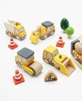 Drevené vláčiky Le Toy Van Set stavebných strojov