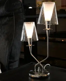 Stolové lampy Metallux Stolná lampa Opera dvoj-plameňová číre tienidlá
