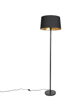 Stojace lampy Moderná stojaca lampa čierna s čiernym tienidlom 45 cm - Simplo