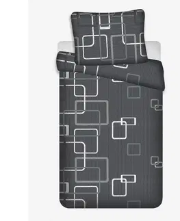 Obliečky Jerry Fabrics Krepové obliečky Štvorce čiernobiela, 140 x 200 cm, 70 x 90 cm