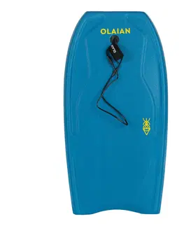 vodné športy Bodyboard 100 pevný s leashom na zápästie modro-žltý