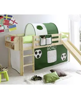 Vyvýšené detské postele Posteľ S Priestorom Na Hru Manuel Záves Zelený