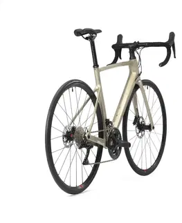 bicykle Dámsky cestný bicykel EDR karbónový rám kotúčové brzdy Shimano 105 béžový