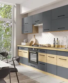 Sivý kuchynský nábytok Kuchyňská Linka Infinity 260 C Plus s doskou grey