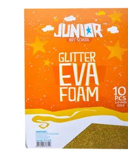 Kreatívne a výtvarné hračky JUNIOR-ST - Dekoračná pena A4 EVA Glitter zlatá 2,0 mm, sada 10 ks